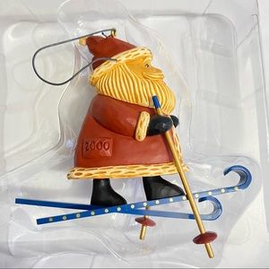 Hallmark 2000 Santa On Skis w/Rabbit in Pocket Christmas Ornament